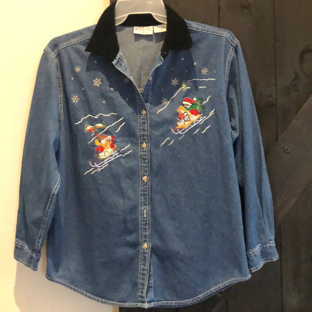 NWOT Denim Holiday Top